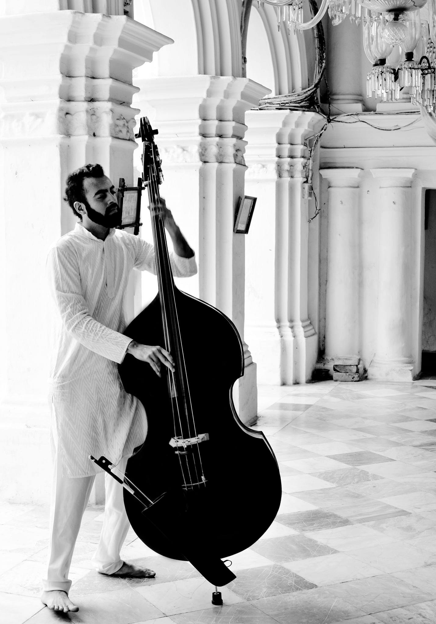 Debjit Mahalanobis with his double bass